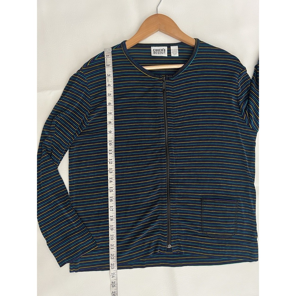 Chico's Design Vintage 90's Multicolor Striped Zip-Up Top Jacket Medium Retro - Picture 7 of 7